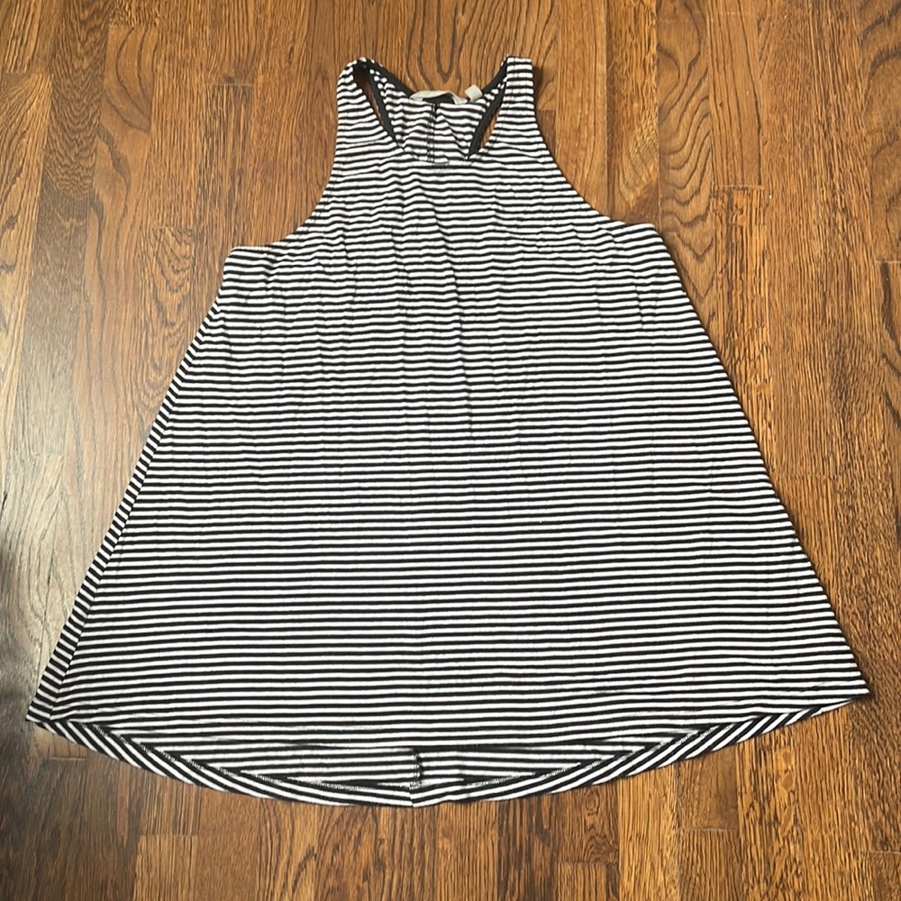 Athleta black white striped modal swing tank top shirt with Racerback, size M T